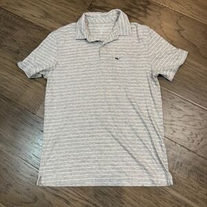 Vineyard Vines Mens XS Polo Shirt‎ Gray Striped Classic Fit Pima Cotton